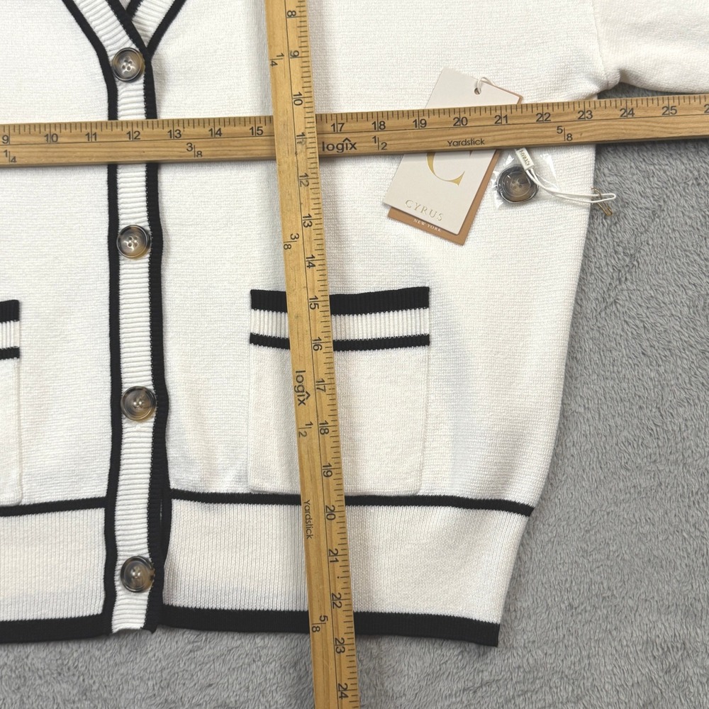 NWT Cyrus Cardigan Sweater Women Large Bone White Black V-Neck Button Front - Picture 8 of 12